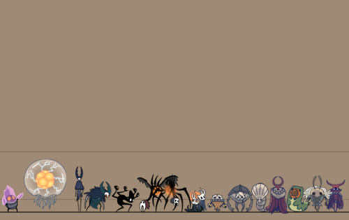 bugsandtears:HEIGHT CHART FOR EVERY HOLLOW KNIGHT NPC AND BOSS  Now With Godmaster!This time in piec