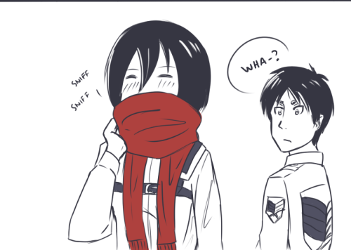 persnickety-doodles:  I always wonder what happens every time Mikasa gets her scarf cleaned. 