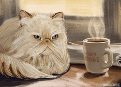 peeboart:  Made a gif of a grumpy persian cat in the morning 