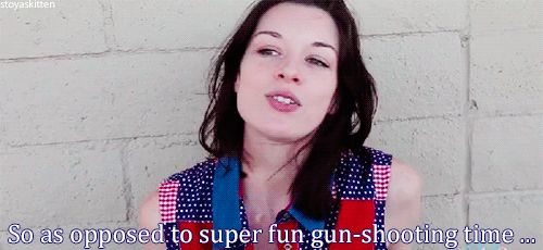 stoyaskitten:  Stoya teaches you how NOT to shoot a gun on “Stoya does everything” for WoodRocket (x) 