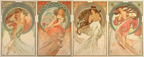 mysticjc:  Alphonse Mucha “Alfons Maria Mucha (Ivančice, 24 July 1860 – Prague, 14 July 1939), often known in English and French as Alphonse Mucha, was a Czech Art Nouveau painter and decorative artist, known best for his distinct style. He produced