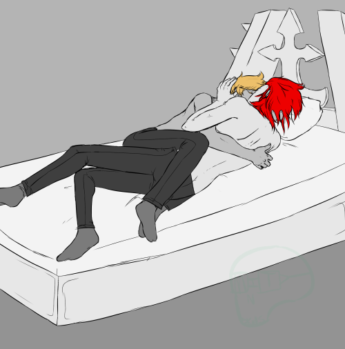 mintyskulls:  Drew this bc combo and I shipping trash yesterday (and we love it) looser uncolored lineart version as well bc i like it too  
