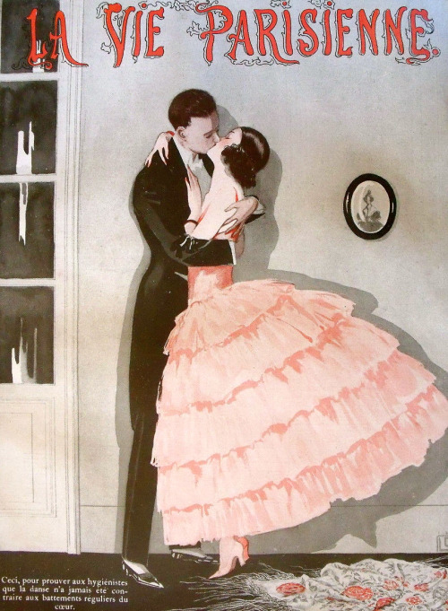 maudelynn:Saturday’s Kiss~ La Vie Parisienne artwork by Georges Leonnec c.1923 