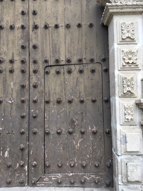 Wooden door to Cajamarca Cathedral, Peru, probably 17th century though possibly replaced.