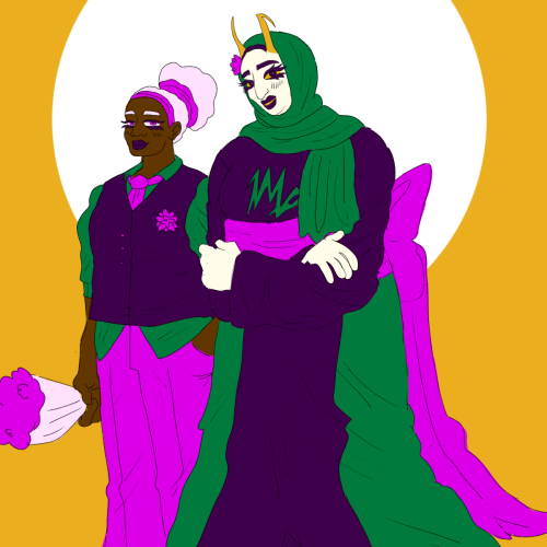 lifemaid:[image description: a digital drawing of rose and kanaya from homestuck. they’re wearing ma