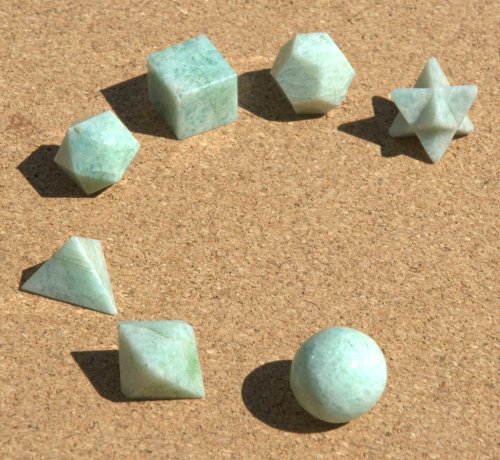 alltypesofcrystals:  Amazonite Sacred Geometry 7 Piece Set with Merkaba Star