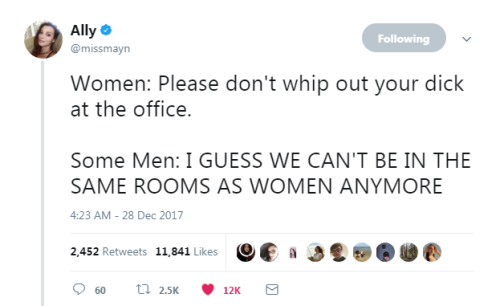 TW for sexual assault, sexual harassmentWomen: Please don’t whip out your dick at the office. Some M