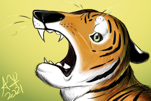 my first real attempt at a tiger with just ref for the stripes bro 