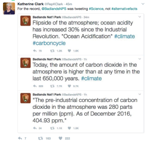 theamateur-professional:  The Badlands National Park, in response to Orange Julius Caesar imposing an EPA information blackout and banning the NPS from twitter after posting photos of his scarcely attended inauguration, went rogue and posted a series