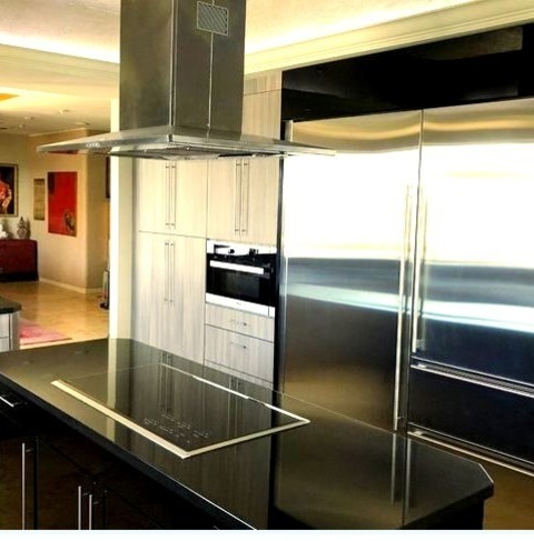 Kitchen Pantry In Miami Idea For A Huge, Modern Kitchen Pantry With A Beige Floor, A Farmhouse Sink,