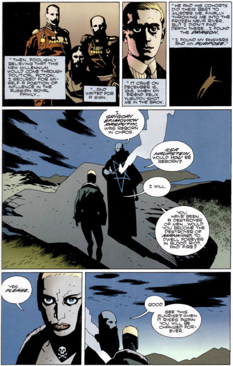 Rasputin is creepy. Hellboy: Wake the Devilby Mike Mignolacolor: James Sinclairletters: Pat Brosseau