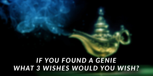XXX If you found a Genie, what 3 wishes would photo
