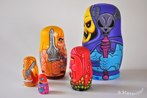 geek-art:  ‪#‎geekart‬ Amazing pop culture Matryoshka Dolls by Andy Stattmiller ! More here http://www.geek-art.net/andy-stattmiller-pop-culture-nesting-dolls/