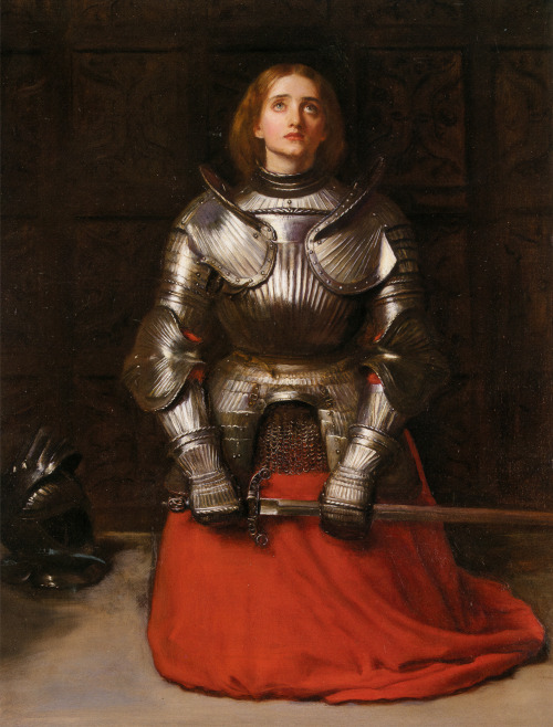 mysteriousartcentury:JOAN OF ARC1. Joan of Arc by John Everett Millais;2. Jeanne d'arc écoutant les 