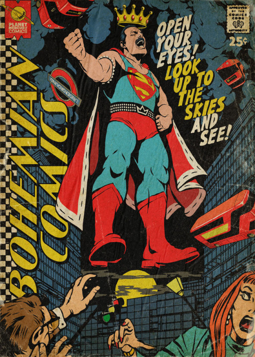 geekynerfherder:Freddie Mercury / comic mashups by Butcher Billy Available as prints and tees thro