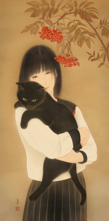 taishou-kun:Matsuura Shiori 松浦シオリ秋々猫 (Autumn cat) - biotope展 exhibition - Japan - November 2016Sourc