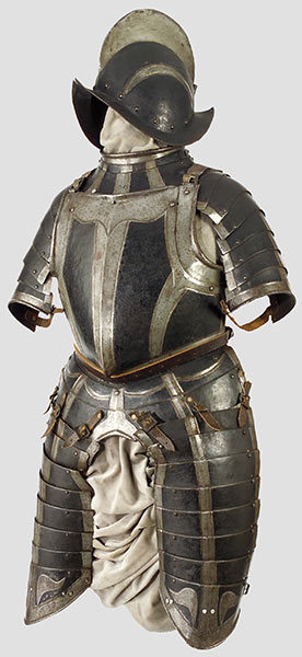 Black and White half armor crafted in Nuremburg, Germany, late 16th century.from Hermann Historica
