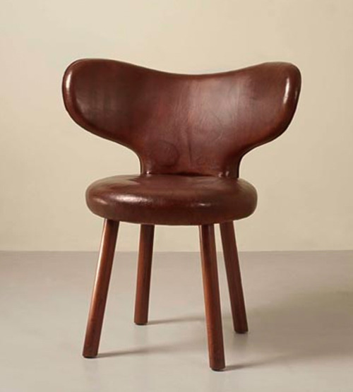 scandinaviancollectors:  MAGNUS LÆSSØE STEPHENSEN, Chair, c.1940. Material Nigerien leather, Cuban mahogany, manufactured by cabinetmaker A.J.Iversen, Denmark. / Eric Philippe 