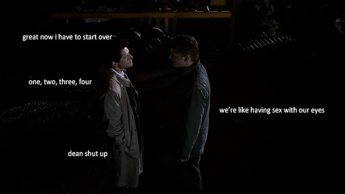 mishasminions:  REMEMBER THAT ONE TIME WHERE DEAN AND CAS STARED AT EACH OTHER FOR