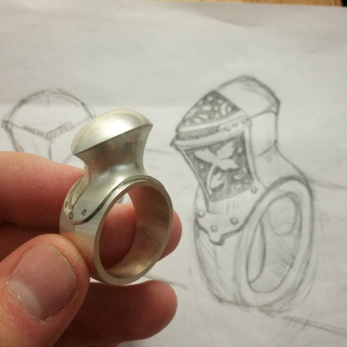 Our recently complated MAXIMILIAN ring was inspired by 15th century German jousting helmets.&nb