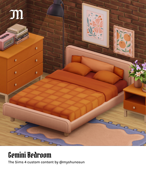 Colorful bedroom custom content set created for The Sims 4 by myshunosun.