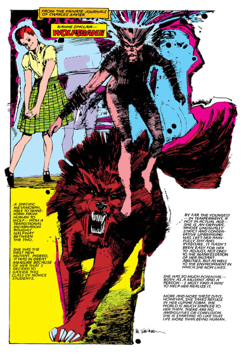 themarvelproject:New Mutants character profiles by Chris Claremont and Bill Sienkiewicz (1984)