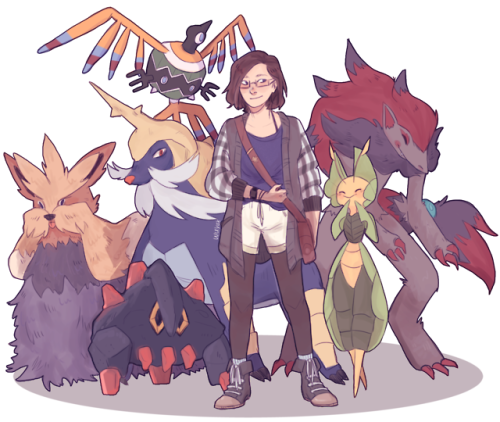 i’ve been playing pokemon white 2 lately so here’s my current team i love them dearly