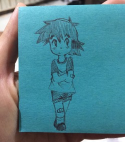 featherfederation: I’ve been looking for this for days! I thought I stuck it to a book or paper or something… every time I try to draw in the Sub &amp; Moon style, I end up with little baby Satoshi…