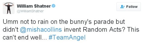 castiel-knight-of-hell: Shatner being protective of Misha is my favorite thing. #TeamAngel (x)