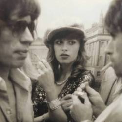 groupiesoutrageously:  Mick Jagger, Keith Richards and Uschi Obermaier. The Rolling Stones Tour of the Americas 1975.