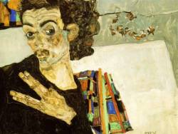 paintmedownsir:  Self portrait by Egon Schiele 