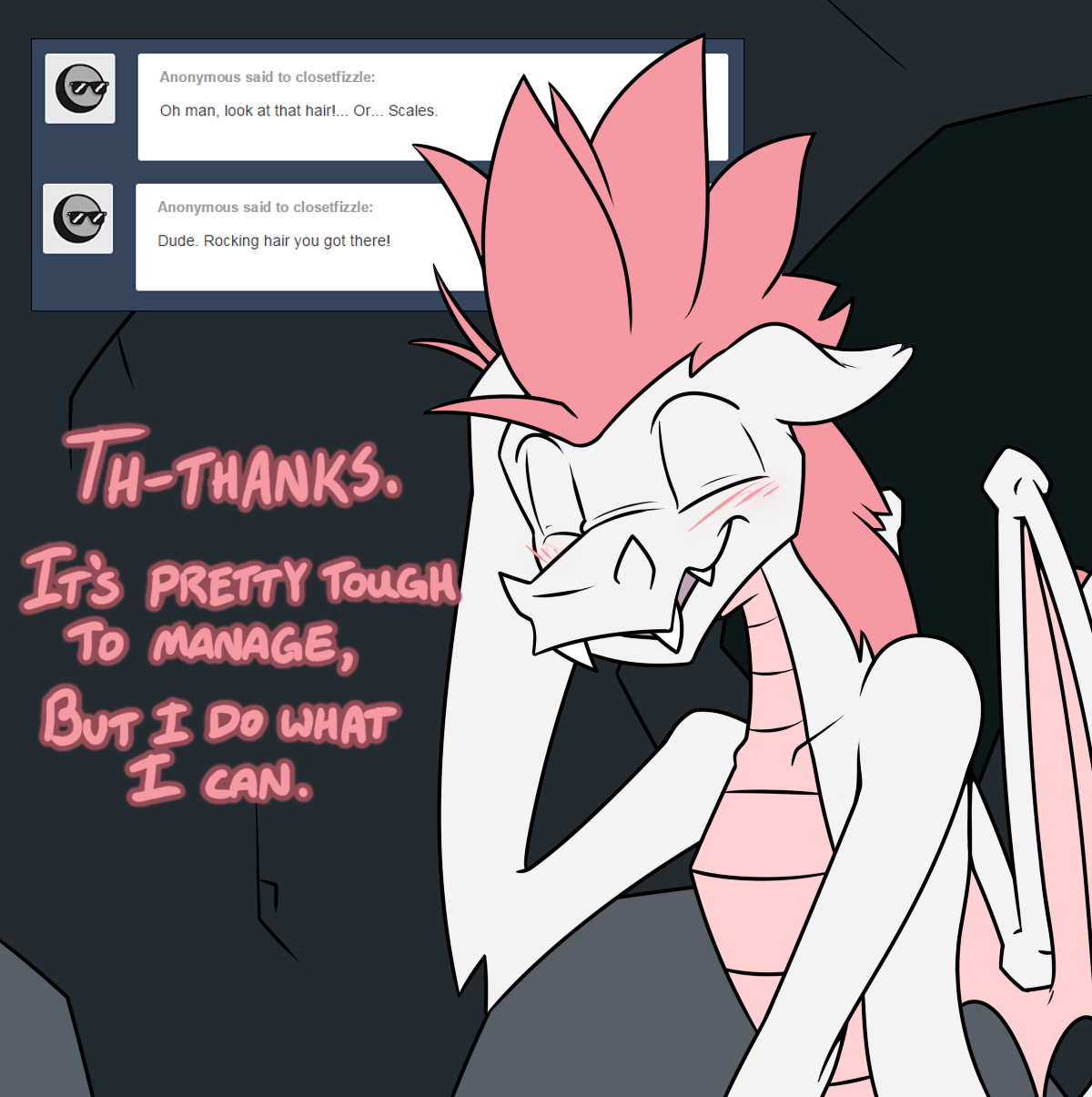 closetfizzle:  G-guess I must have made a good first impression. Thanks for the kind
