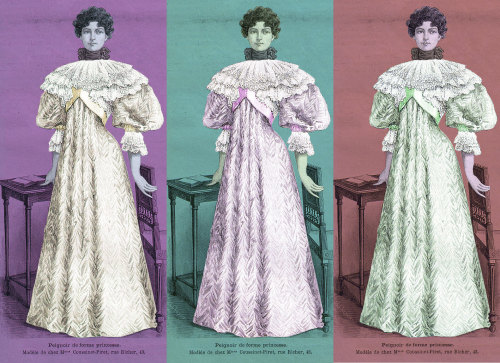 La Mode illustrée, no. 21, 26 mai 1895, Paris. Peignoir de forme princess. Modèle de chez Mmes Couss