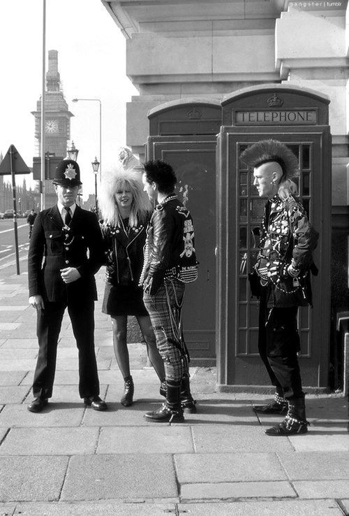 theunderestimator:  ‘80s punk-friendly cops (or is it cop-friendly punks?) in London and Paris. Think you can spot the poseurs?(via & via)