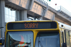 seasonallydefective:  I love weird bus signs.     