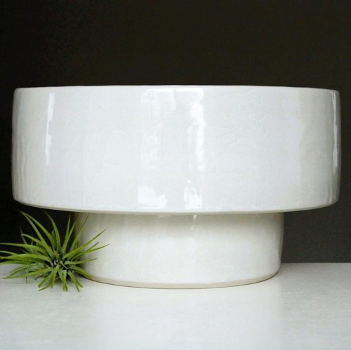 2 piece stacked porcelain planter with a beautifully subtle 2-tone white finish. Swipe left for a cl