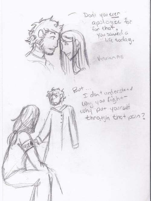 Most Damien and Charlie sketches! The first picture is just a blurb from the Victorian AUrp, after C