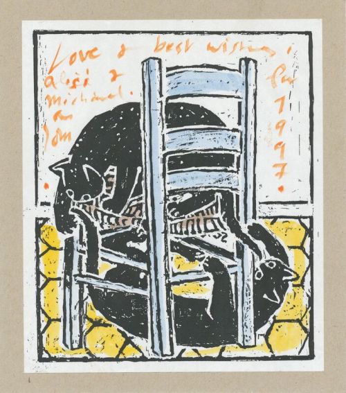 soul-luminnous-eyes: John Craxton, 1922-2009Cats and chair, 1997, hand coloured digital print, 21.3&
