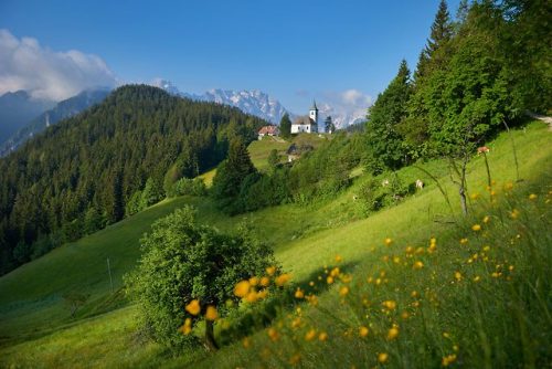 traveltoslovenia: PODOLSEVA, Slovenia - a beautiful hilly landscape with the church of the Holy Spir