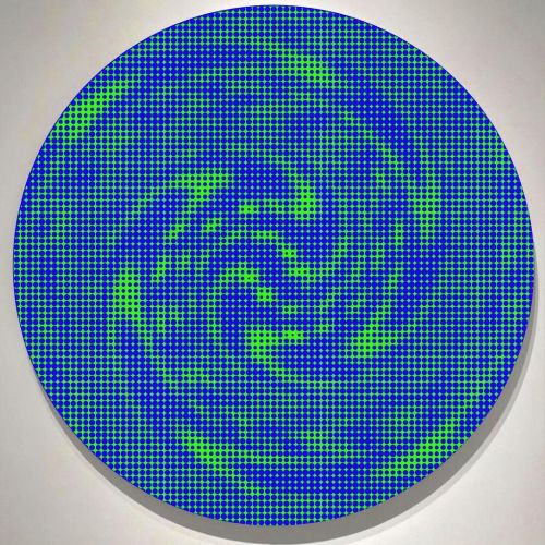 Green Blue Zenith Vortex #JohnZoller Acrylic on Canvas 60 inch Diameter 2021 #artwork #artblog #fine