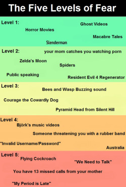 tastefullyoffensive:  The Five Levels of Fear [via] 