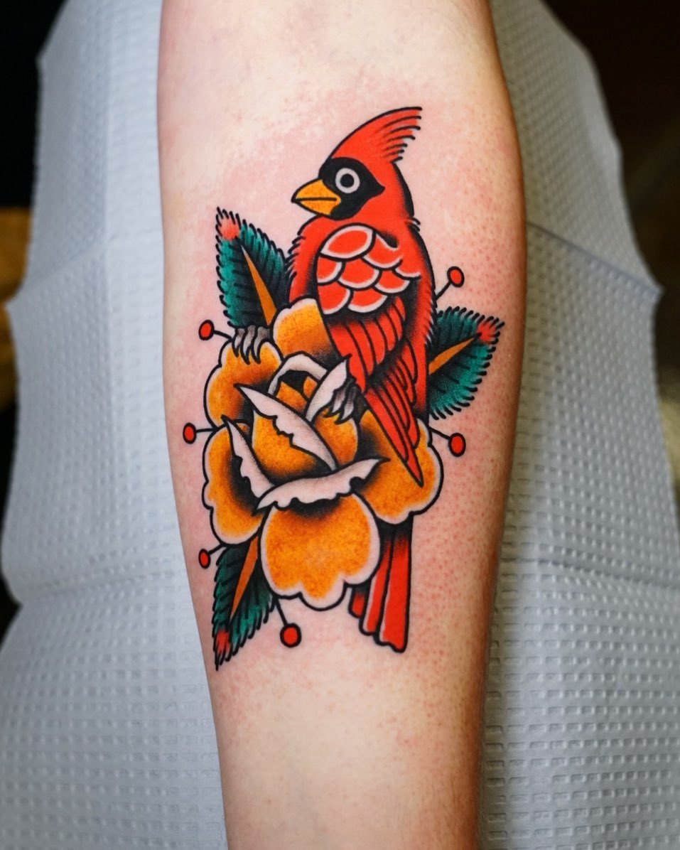 Traditional Cardinal Bird Tattoo by Sethdavidson