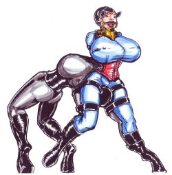 hardcore-bizarre-drawings:  Busty Bondage Centaur Color by *BullittBlank