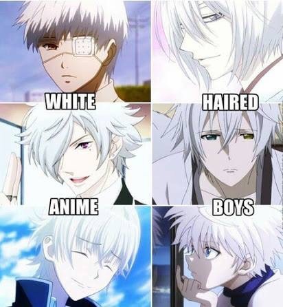 save white haired anime characters