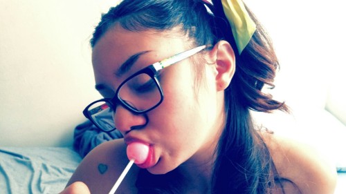 valengrime:  valengrime:  NCAT and her cum covered lollipop!  Go to pornhub.com/users/valengrime to watch the video from this shoot!! One of my faves 🍬