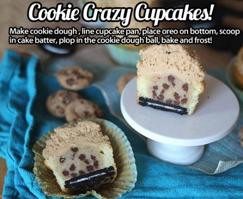 lifemadesimple:  Cookie Cupcakes