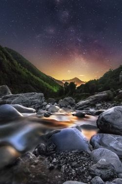 Worlds-Evolution:  Golden Dream Milky Way Nightscape, Nord Of Italy, By Gianluca