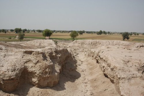 An excavated street at the Bronze-Age Indus site of Kalibangan, which sits along the Ghaggar-Hakra p
