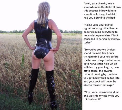 chastitymistressworld:  Need a strong dominating hand? Check my blog and dare to play my game of chastity and humiliation. Inbox me if you are a little cuck slut that dares to be humiliated by a strong dominating woman. Ball crushing, money domination,