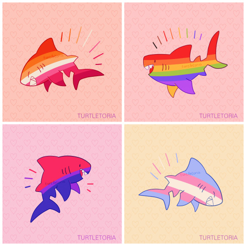 enbees-and-aros: turtletoria-art: ❤️ here’s also some pride sharks in addition to the pride li